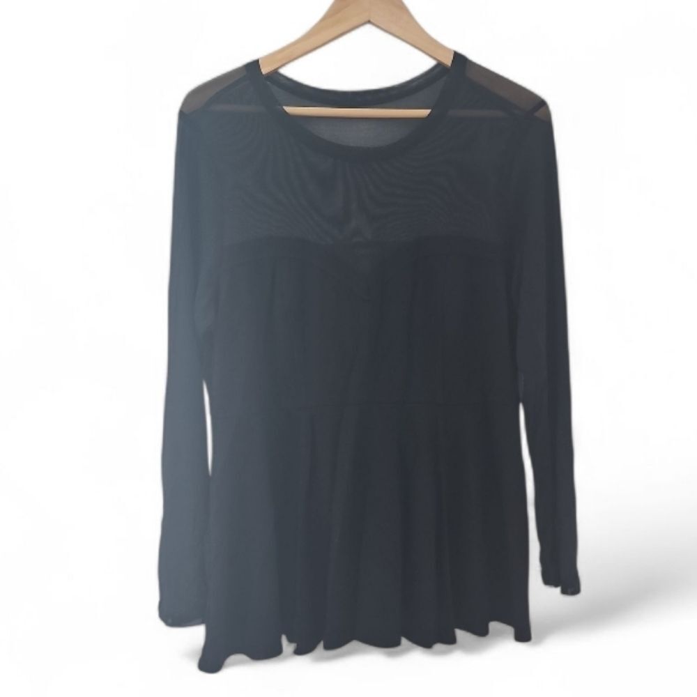 Torrid Black Peplum Top Women’s 2 Sheer Sleeve Dark Romantic Goth Cottagecore